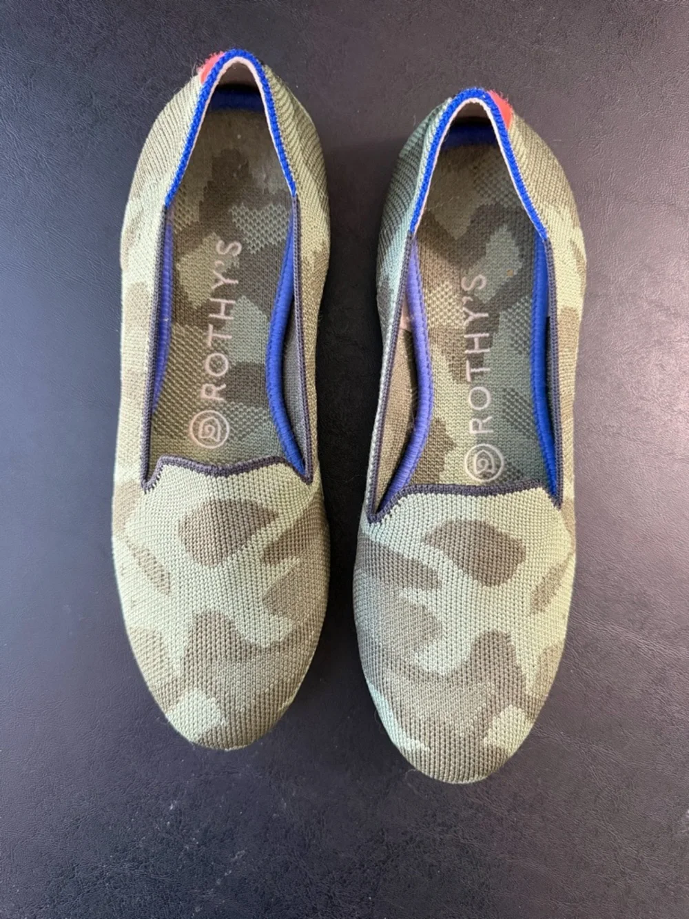 Rothy's loafer olive green Camouflage Slip-On Shoes flats knit washable Size 6.5